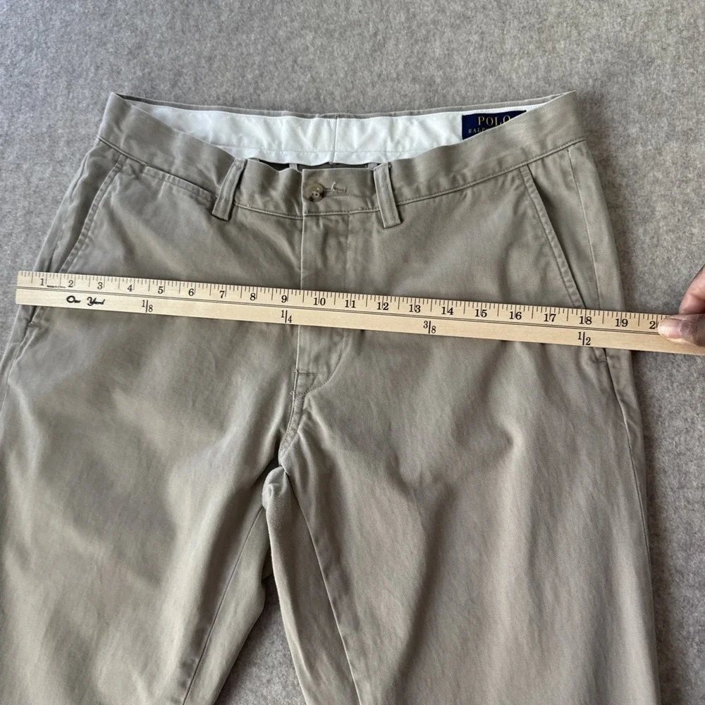 Polo Ralph Lauren Slim Fit Chino Pants Mens Actual 32x32 Khaki Cotton Flat Front